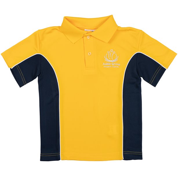 Gold polo shirts outlet for school